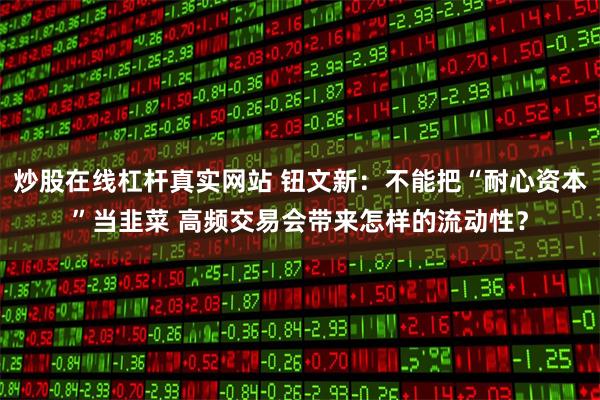 炒股在线杠杆真实网站 钮文新：不能把“耐心资本”当韭菜 高频交易会带来怎样的流动性？