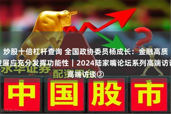 炒股十倍杠杆查询 全国政协委员杨成长：金融高质量发展应充分发挥功能性｜2024陆家嘴论坛系列高端访谈②