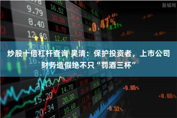 炒股十倍杠杆查询 吴清：保护投资者，上市公司财务造假绝不只“罚酒三杯”
